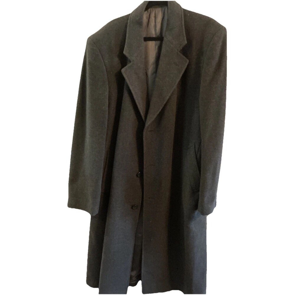 GGG Clothes Men's Black Single Breasted Italian Wool/Cashmere Overcoat 44L
